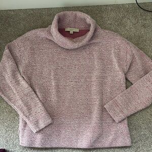 LOFT Heathered Pink Cowl Neck Sweater